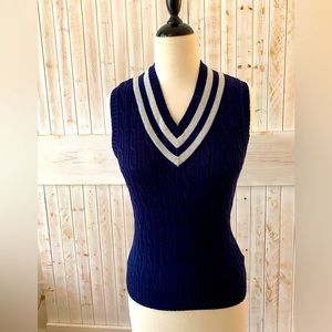 Ralph Lauren navy blue cableknit sweater vest size S